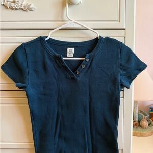 BDG Deep Teal Ribbed Knit Top